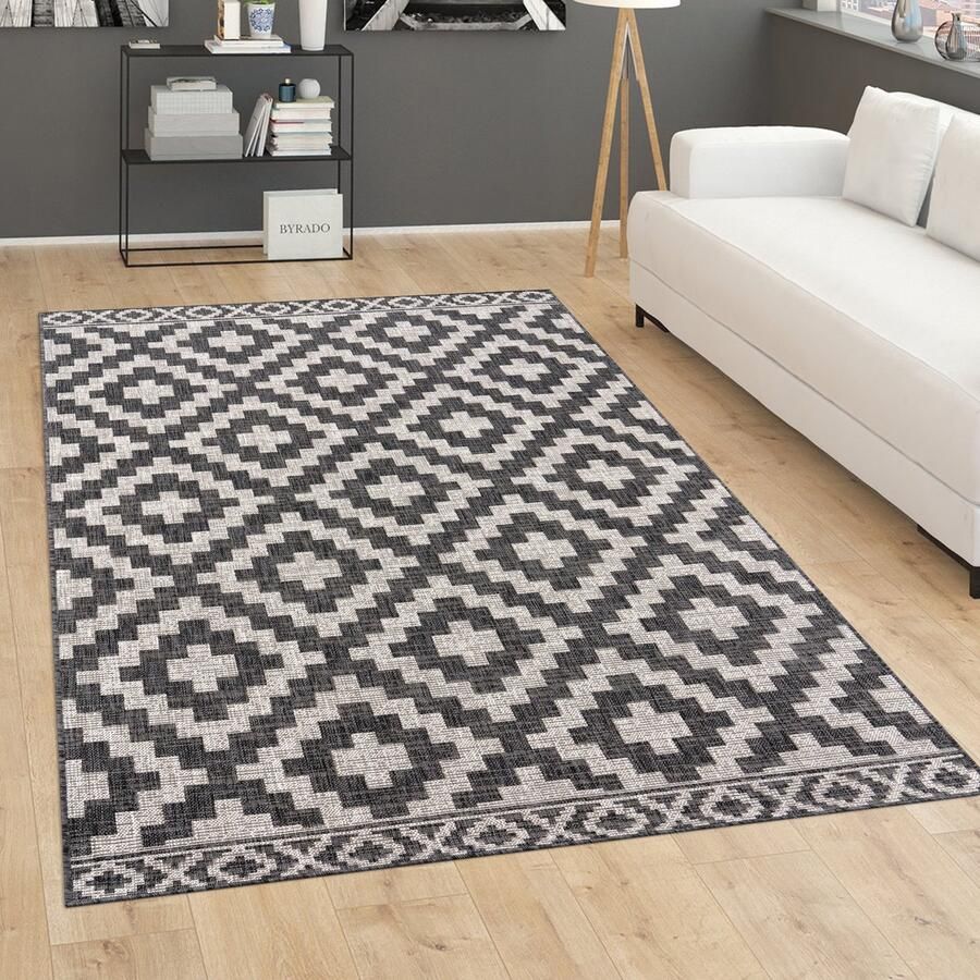 Paco Home Buiten Vloerkleed Tapijt Voor Binnen Balkon Keuken Tapijt Scandi Geo Modern 120x160 cm