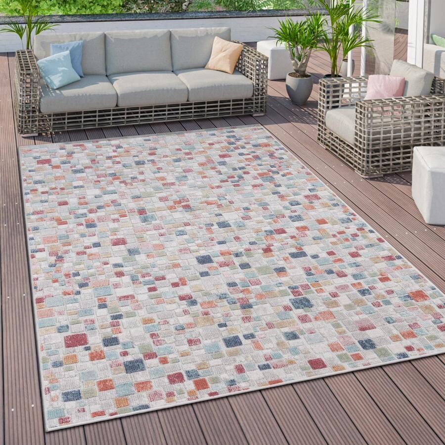Paco Home Buiten Vloerkleed Tapijt Voor Binnen En Buiten Berber Geometrisch Abstract 3D 160x220 cm