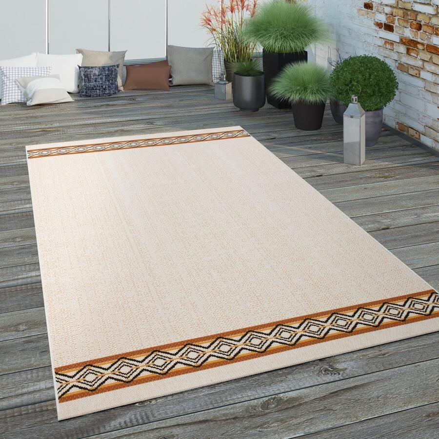 Paco Home Buiten vloerkleed terras balkon keukenvloerkleed etno design geometrisch patroon 120x170 cm