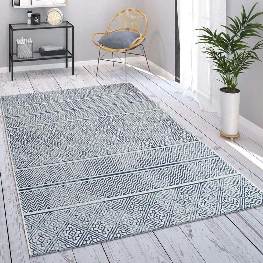 Paco Home Buiten vloerkleed terras balkon keukenvloerkleed etno design geometrisch patroon 160x230 cm