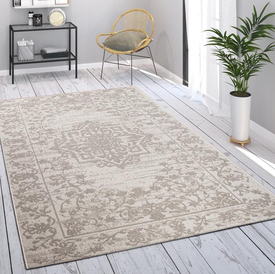 Paco Home Buiten vloerkleed terras balkon keukenvloerkleed etno design geometrisch patroon 120x170 cm