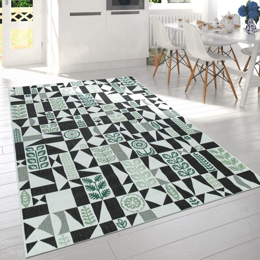 Paco Home Vloerkleed Lokeren 541 Platweefsel modern design geschikt voor binnen en buiten woonkamer - Foto 1