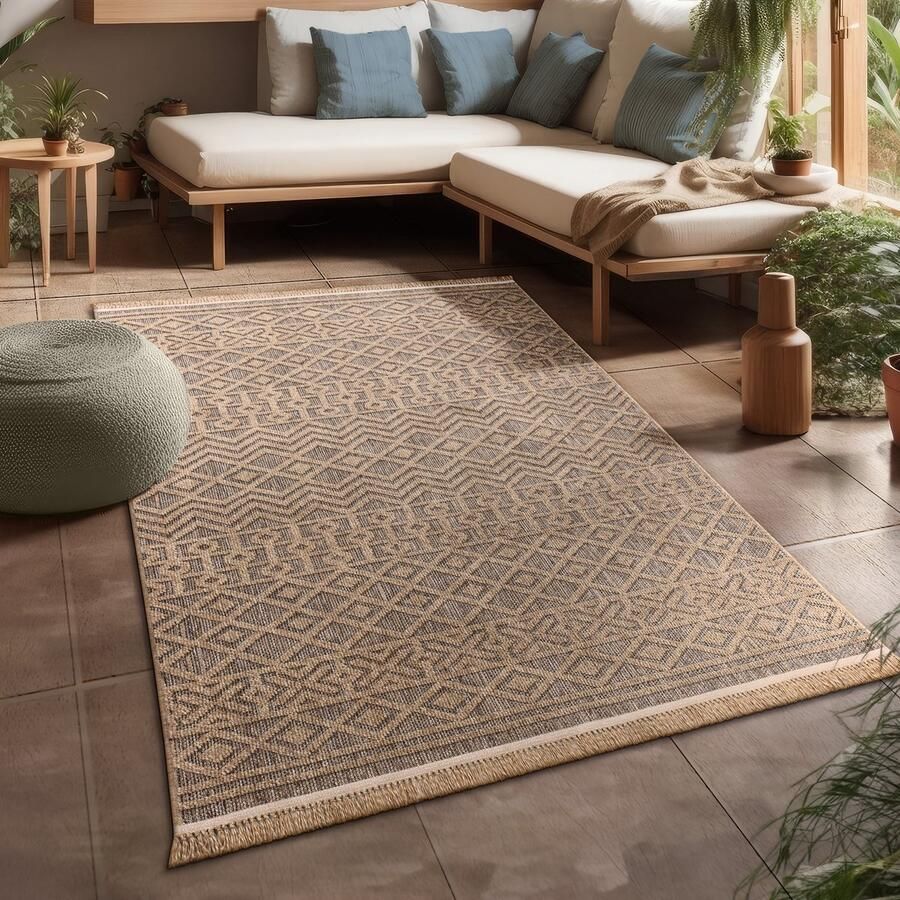 Paco Home Buiten Vloerkleed Voor Balkon Terras Keuken Tapijt Boho Bloemen Geometrisch 160x220 cm