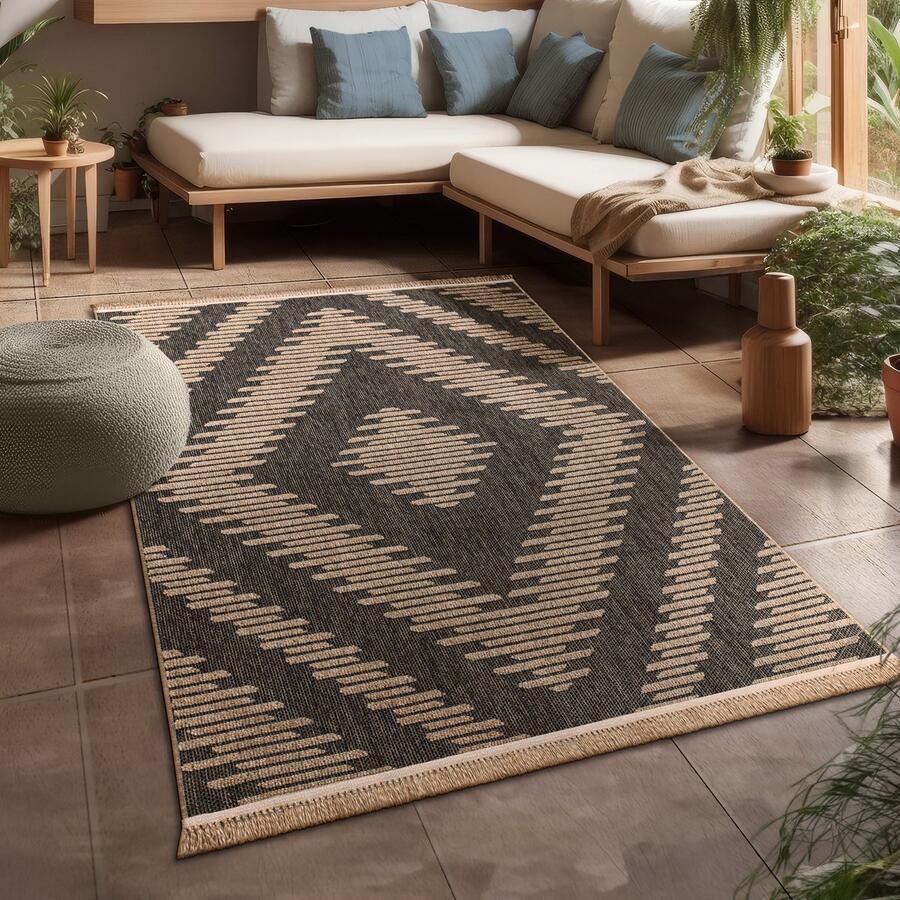 Paco Home Buiten Vloerkleed Voor Balkon Terras Keuken Tapijt Boho Bloemen Geometrisch 160x220 cm