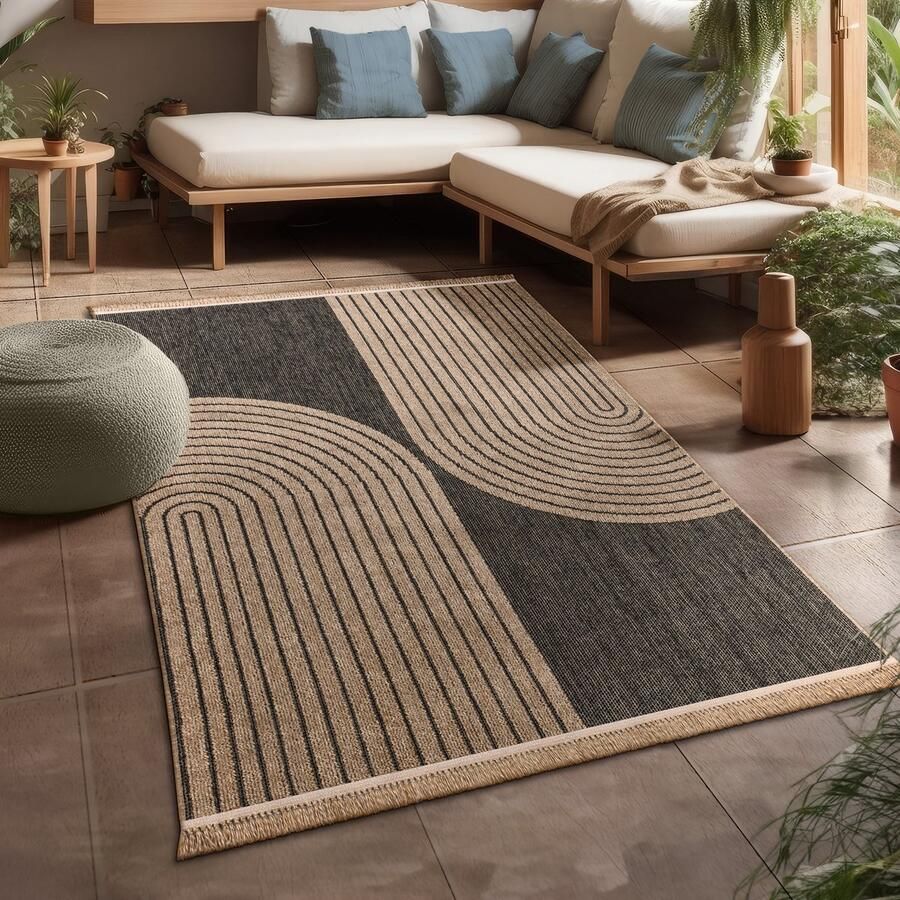 Paco Home Buiten Vloerkleed Voor Balkon Terras Keuken Tapijt Boho Bloemen Geometrisch 160x220 cm