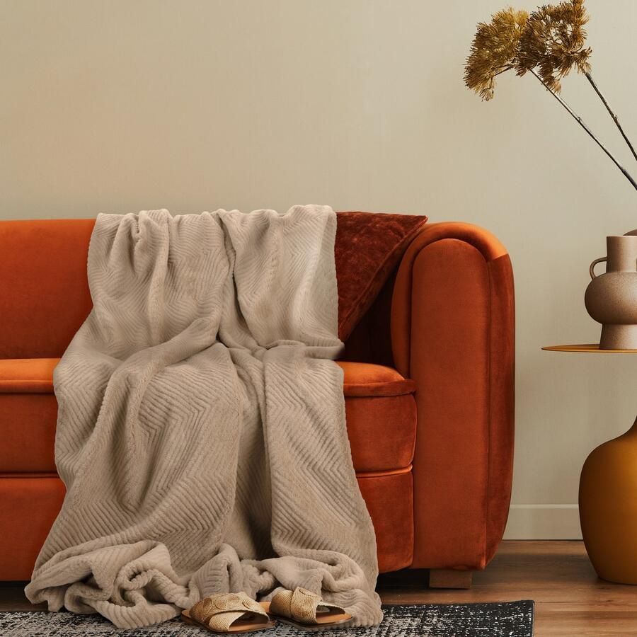 Paco Home Decoratieve Woonkamer Deken Knusse Sprei Bank Deken Boho Wasbaar Geo Patroon Beige