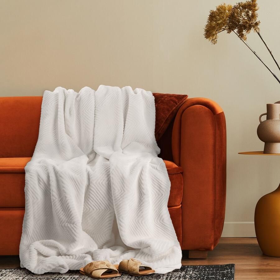 Paco Home Decoratieve Woonkamer Deken Knusse Sprei Bank Deken Boho Wasbaar Geo Patroon Crème