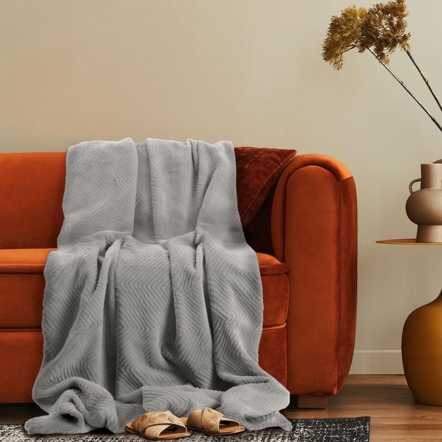 Paco Home Decoratieve Woonkamer Deken Knusse Sprei Bank Deken Boho Wasbaar Geo Patroon Grijs