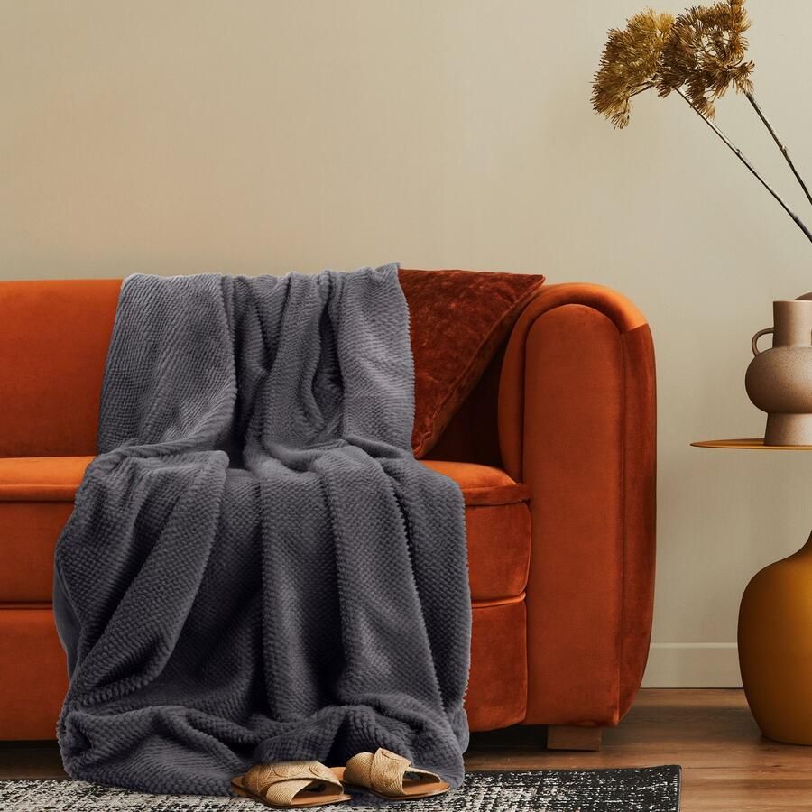 Paco Home Decoratieve Woonkamer Deken Knusse Sprei Boho Bank Deken Wasbaar Pluizig Antraciet