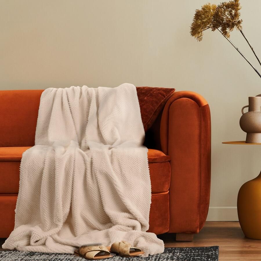 Paco Home Decoratieve Woonkamer Deken Knusse Sprei Boho Bank Deken Wasbaar Pluizig Beige