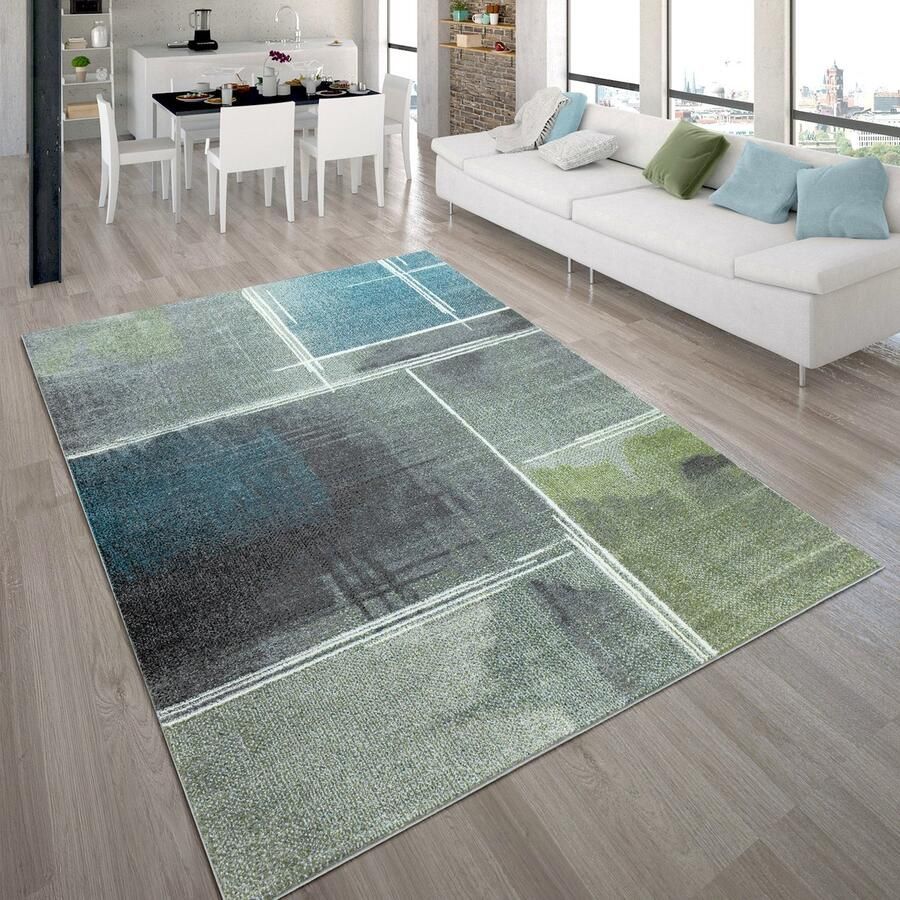 Paco Home Designervloerkleed Laagpolig Vloerkleed Met Vierkantpatroon Kleurverloop Kleurrijk 60x100 cm