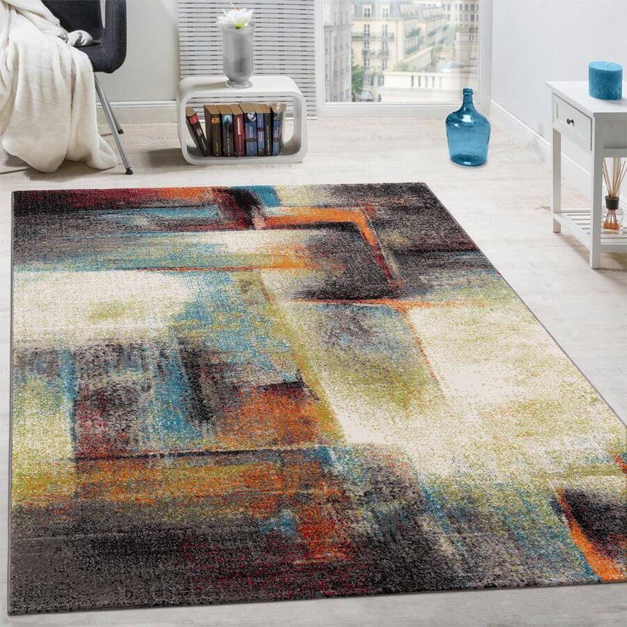 Paco Home Designervloerkleed Modern Laagpolig Woonkamer Bont Trendy Gemêleerd Multicolour 80x150 cm