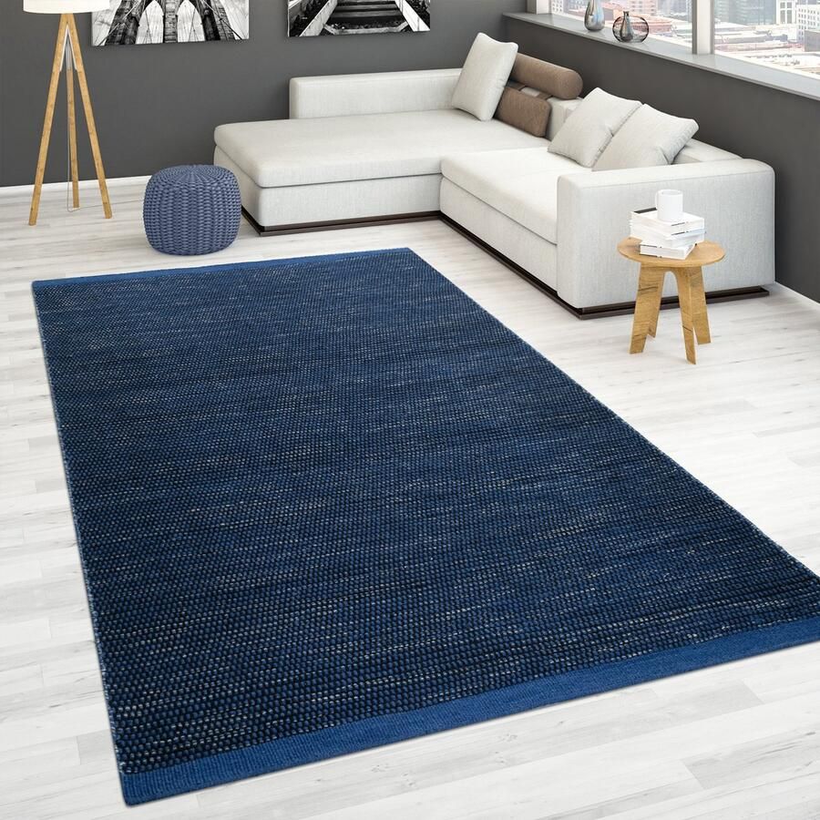 Paco Home Handgeweven tapijt platgeweven 100% wol in Scandinavische stijl in verschillende kleuren 140x200 cm