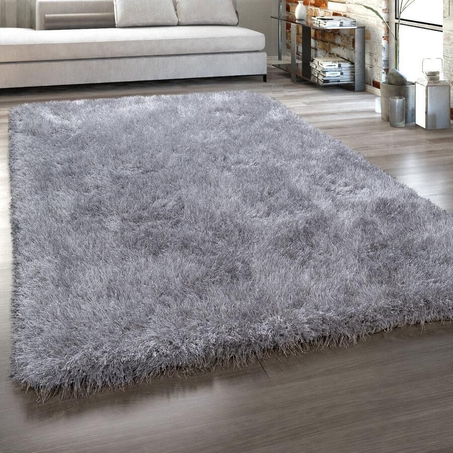 Paco Home Hoogpolig vloerkleed shaggy met glanseffect effen in verschillende kleuren en formaten 120x160 cm