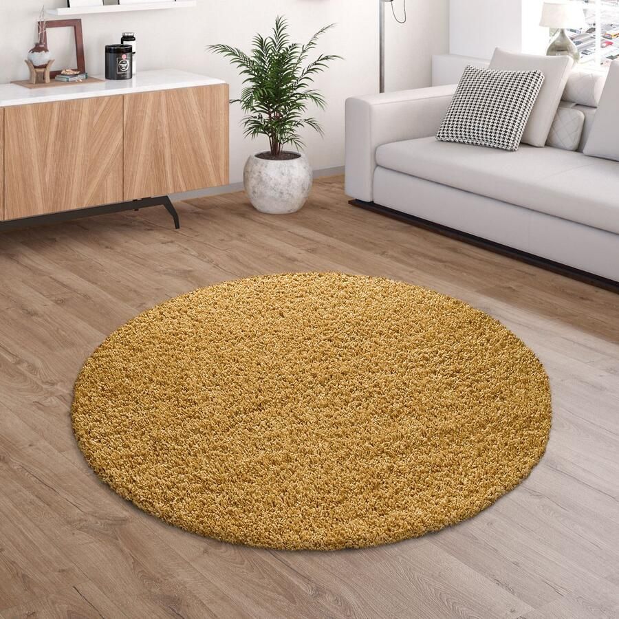 Paco Home Hoogpolig Vloerkleed Shaggy Voor Woonkamer Zacht Pluizig Bestendig Sterk 120 cm Rund