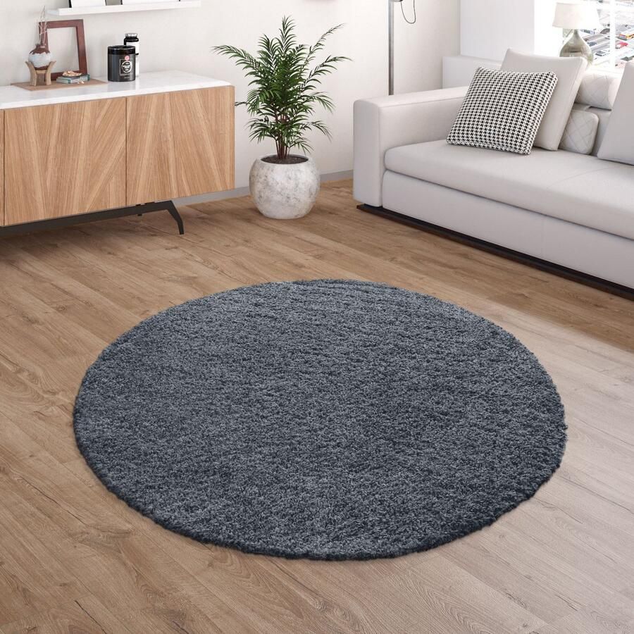 Paco Home Hoogpolig Vloerkleed Shaggy Voor Woonkamer Zacht Pluizig Bestendig Sterk 160 cm Rund