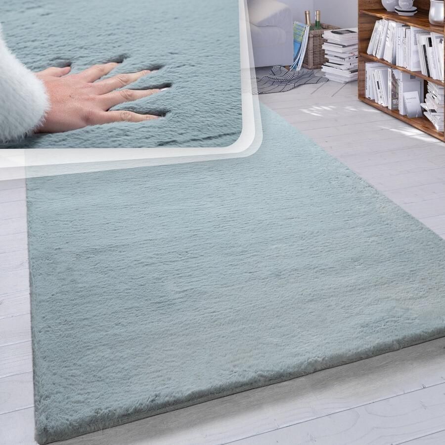 Paco Home Hoogpolig vloerkleed woonkamer kunstvacht superzacht effen in versch. afmetingen en kleuren 160x230 cm