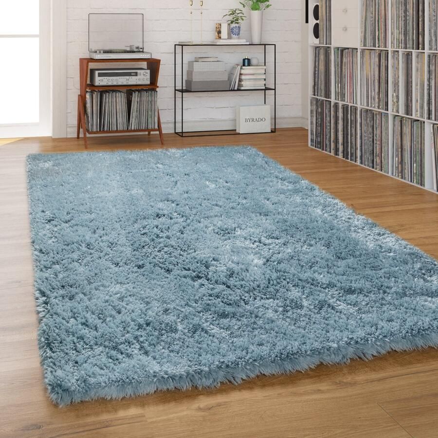 Paco Home Hoogpolig Vloerkleed Woonkamer Shaggy Pastel Eenkleurig Zacht Wollig Langpolig 200 cm Rund