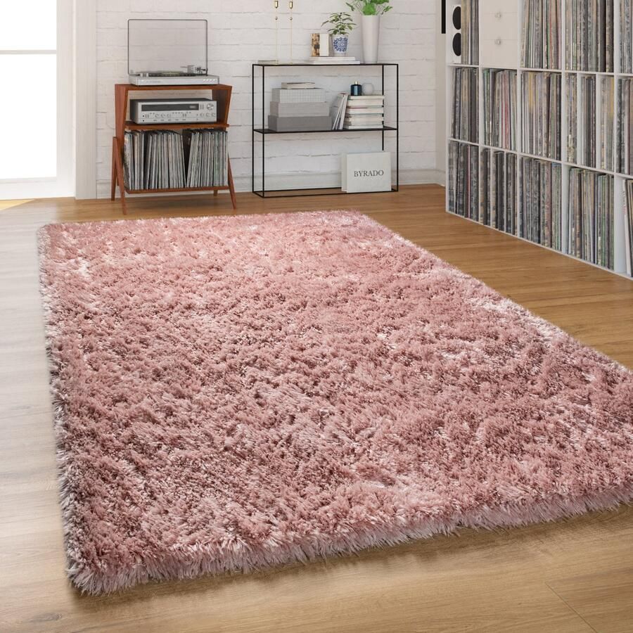 Paco Home Hoogpolig Vloerkleed Woonkamer Shaggy Pastel Eenkleurig Zacht Wollig Langpolig 200 cm Rund