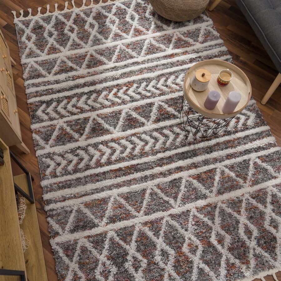 Paco Home Hoogpolig Vloerkleed Woonkamer Shaggy Zacht Modern Boho Scandinavisch Franjes 80x150 cm