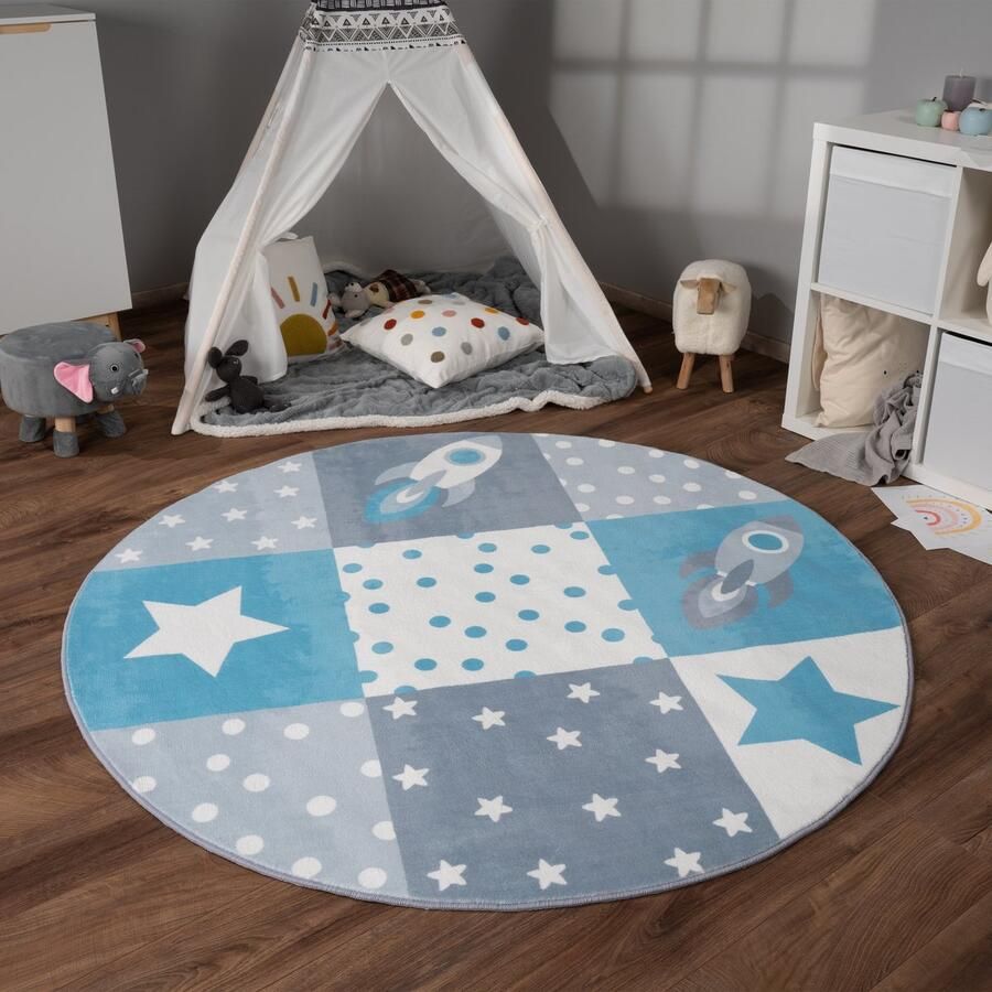 Paco Home Kindertapijt Kinderen Vloerkleed Kinderkamer Antislip Regenboog Hart Stippen 160 cm Rund
