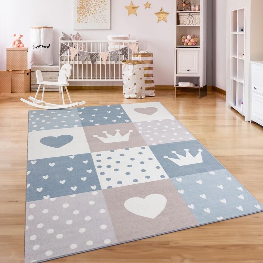 Paco Home Kindertapijt Kinderen Vloerkleed Kinderkamer Antislip Regenboog Hart Stippen 240x340 cm