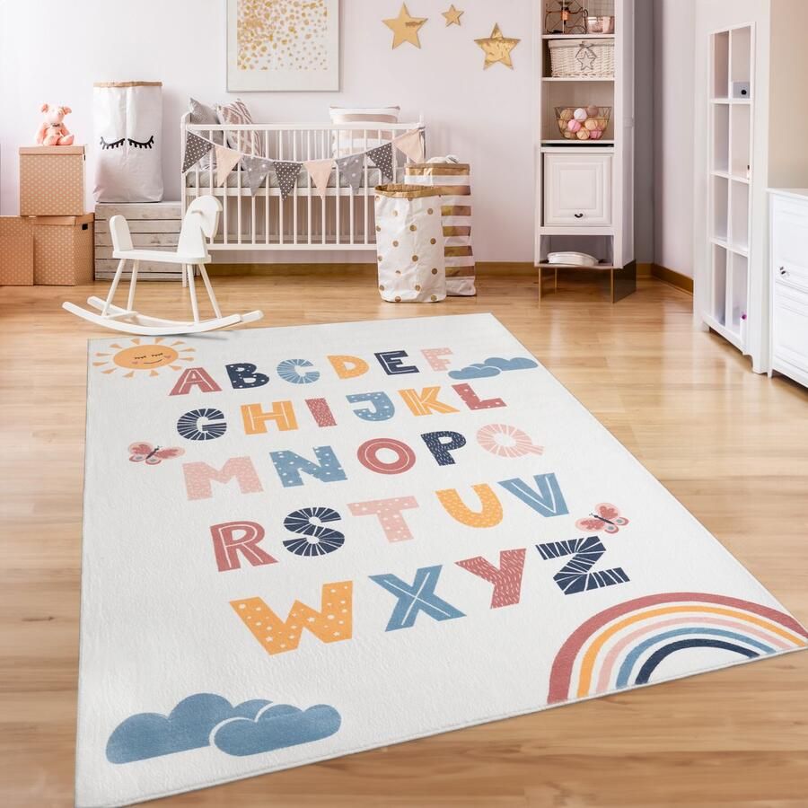 Paco Home Kindertapijt Kinderen Vloerkleed Kinderkamer Antislip Regenboog Hart Stippen 80x150 cm - Foto 2