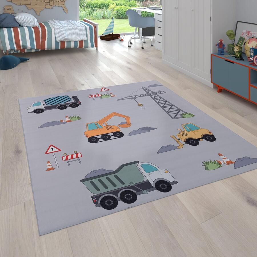 Paco Home Kindertapijt Laagpolige Vloerkleden Voor Kinderkamer Speelkleed Meerkleurig 200 cm Quadrat