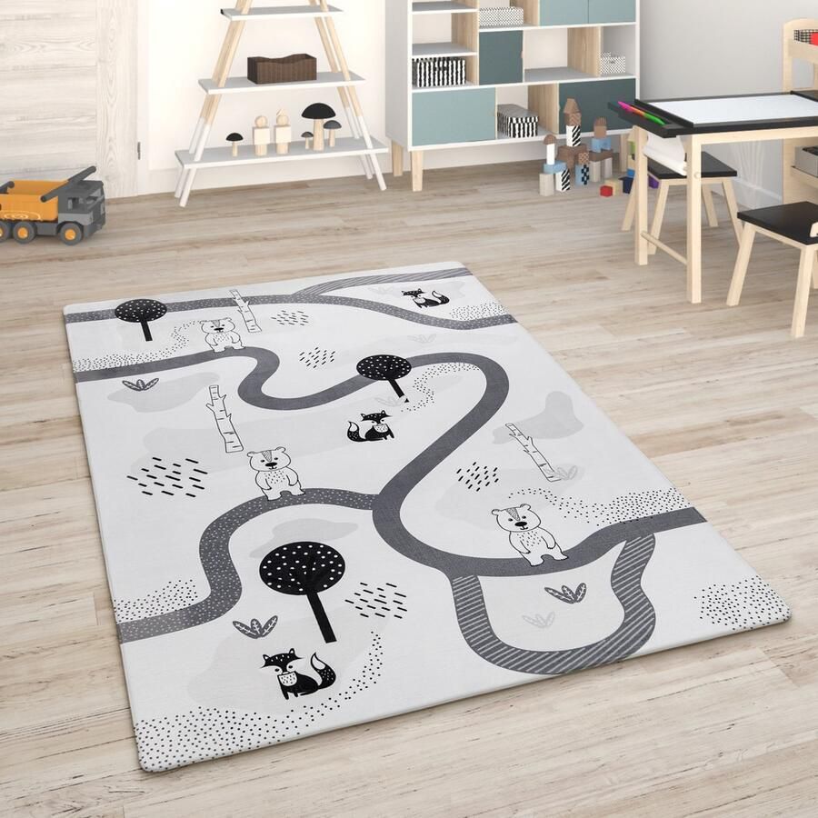 Paco Home Kindervloerkleed Kinderkamer Babykleed Stratenvloerkleed Speelvloerkleed 80x150 cm