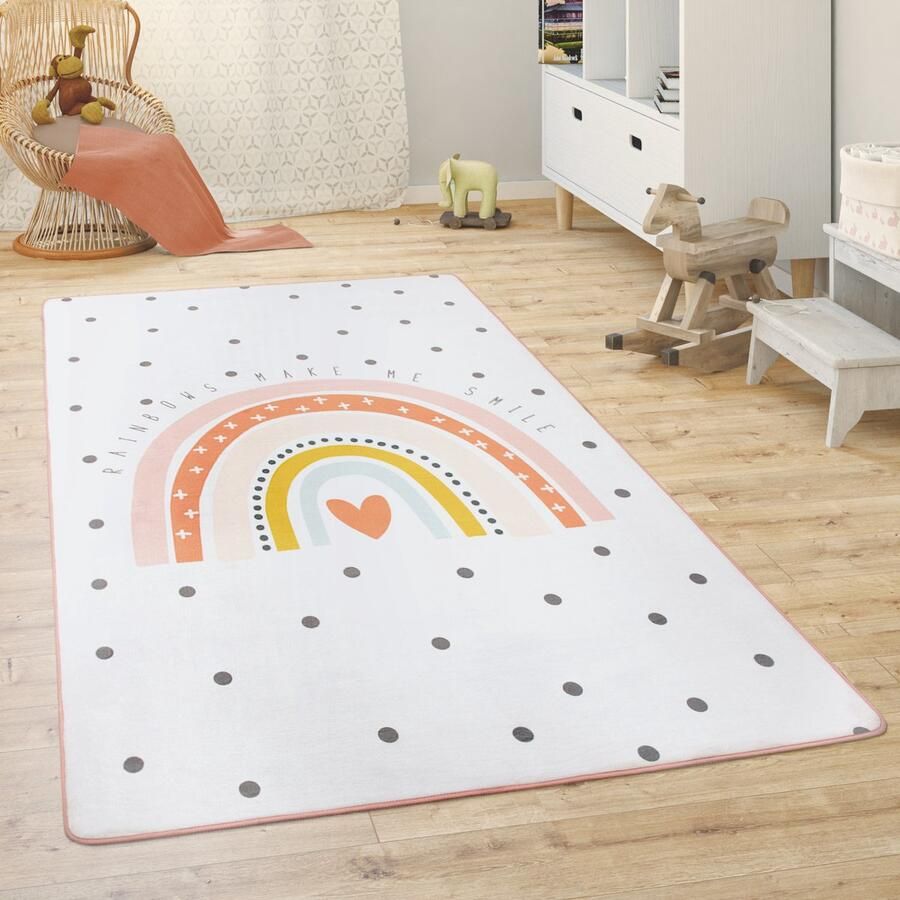 Paco Home Kindervloerkleed Kinderkamer Speelkleed Babykleed Dieren Regenboog Hart 155x230 cm