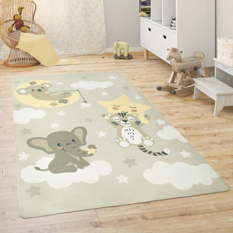 Paco Home Kindervloerkleed Kinderkamer Speelkleed Babykleed Dieren Regenboog Hart 120x160 cm