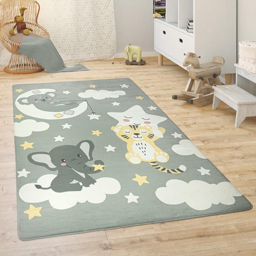 Paco Home Kindervloerkleed Kinderkamer Speelkleed Babykleed Dieren Regenboog Hart 80x150 cm