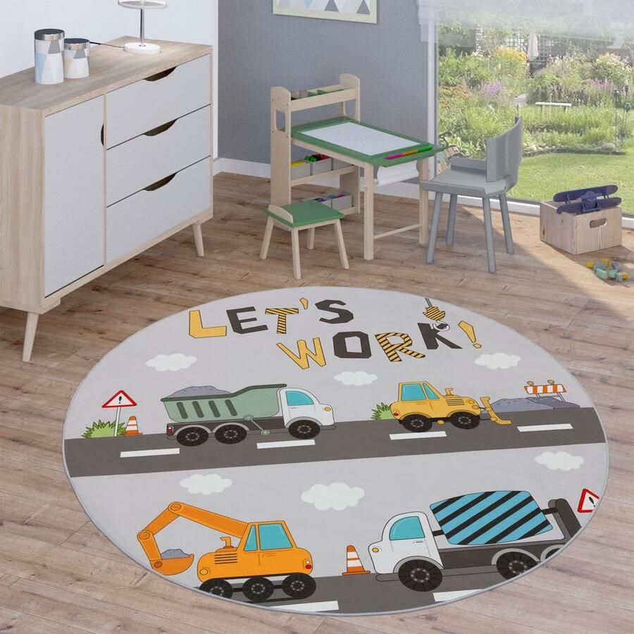 Paco Home Kindervloerkleed Vloerkleed Rond Kinderkamer-Speelvloerkleed Stratenvloerkleed 200 cm Rund