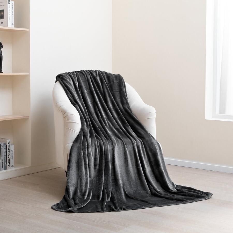 Paco Home Knuffeldeken Wafel Fleece Plaid Sprei Knuffelig Bank Woondeken Grijs