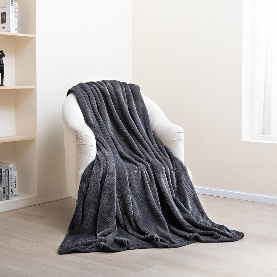 Paco Home Knuffelig Wafeldeken Fluffy Woondeken Sofa Deken Bank Zacht Plaid Sprei