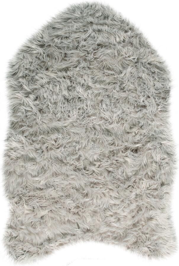 Paco Home Kunstbont dierenvacht imitatie zitkussen hartvormig rond versch. vormen grijs 55x80 cm Fell-Form