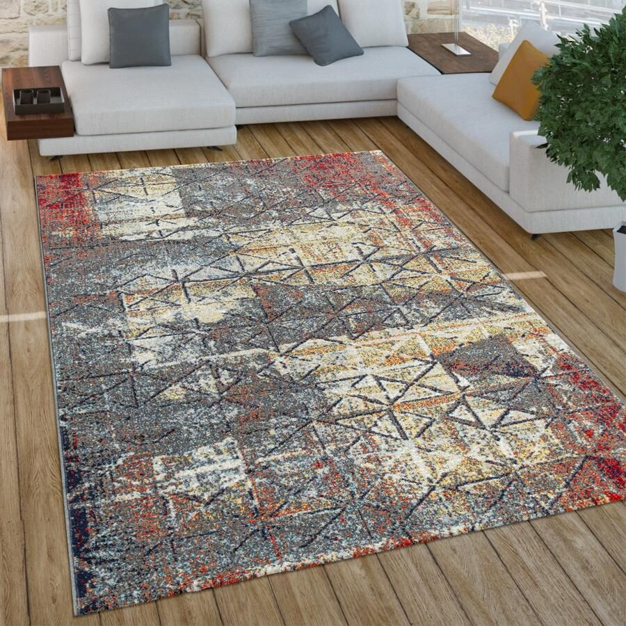 Paco Home Laagpolig Vloerkleed Woonkamer In Vintage-Used-Look Industriële Stijl 60x100 cm