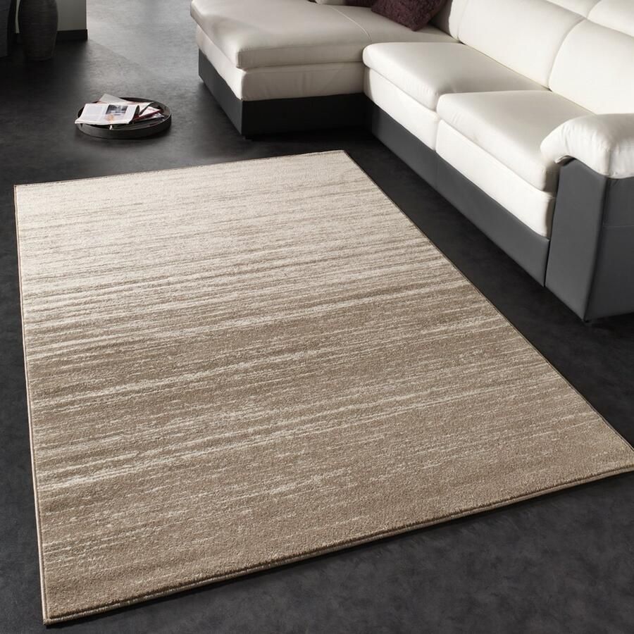 Paco Home Modern Designvloerkleed Laagpolig Vlakke Pool Velours Kleurverloop In Crème Beige 120x170 cm
