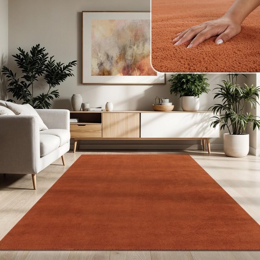 Paco Home Moderne woonkamer tapijt kortpolig wasbaar zacht uni effect bont antislip 240x340 cm - Foto 2