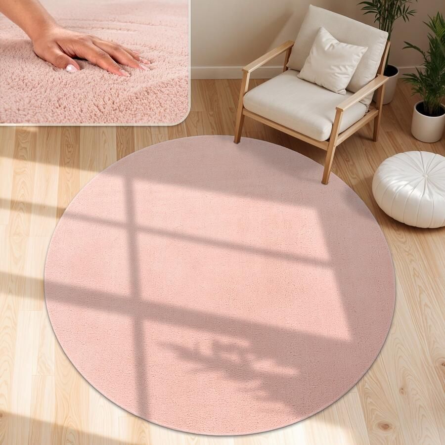 Paco Home Moderne woonkamer tapijt kortpolig wasbaar zacht uni effect bont antislip 200 cm Rund - Foto 2