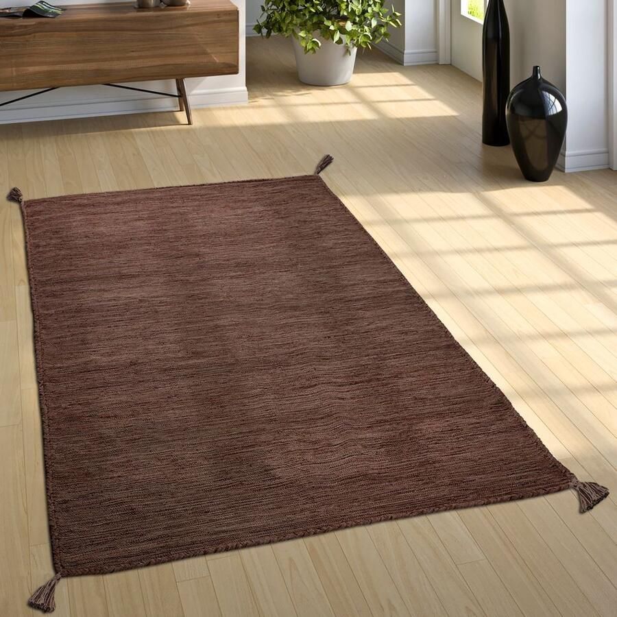 Paco Home Natuurvloerkleed Met Franjes Voor De Woonkamer Modern Handgeweven Kelim 100% Katoen 120x170 cm
