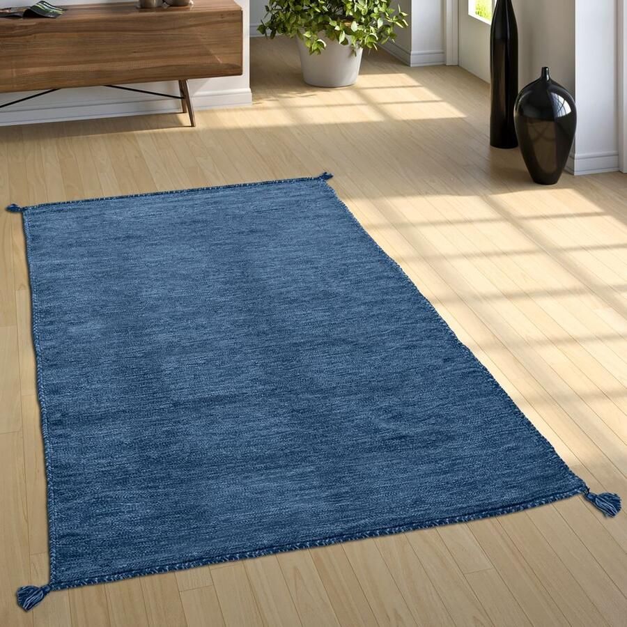 Paco Home Natuurvloerkleed Met Franjes Voor De Woonkamer Modern Handgeweven Kelim 100% Katoen 160x220 cm