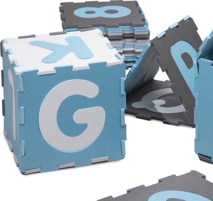 Paco Home Puzzelkleed Speelkleed Kinder Kleed Cijfers Hoofdletters Pastel 36 Puzzelstukjes 32x32 cm x 36 Stk