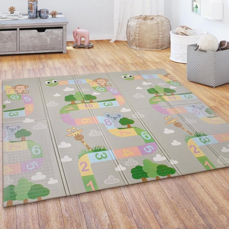 Paco Home Speelkleed Kruipkleed Kinderen Kleed Opvouwbaar Afwasbaar Omkeerbaar Dier Motief 180x200 cm