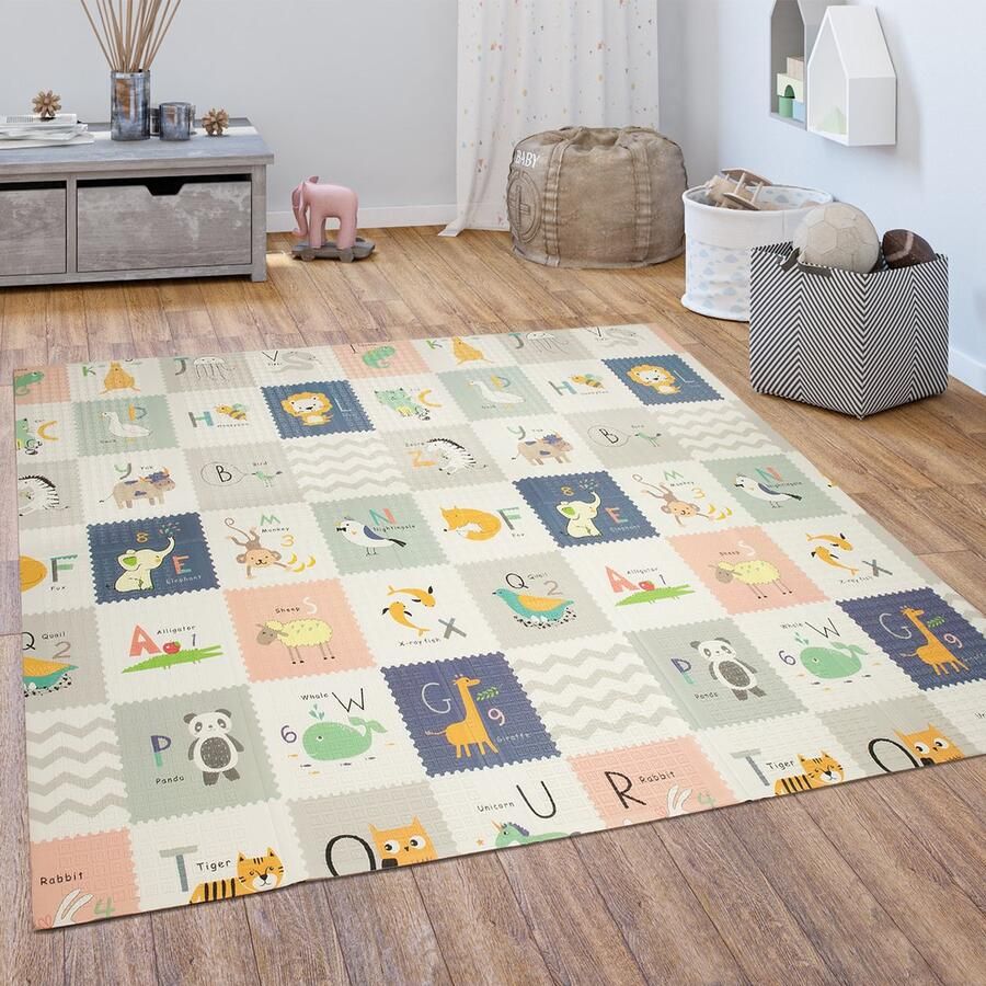 Paco Home Speelkleed Kruipkleed Kinderen Kleed Opvouwbaar Afwasbaar Omkeerbaar Dier Motief 180x200 cm