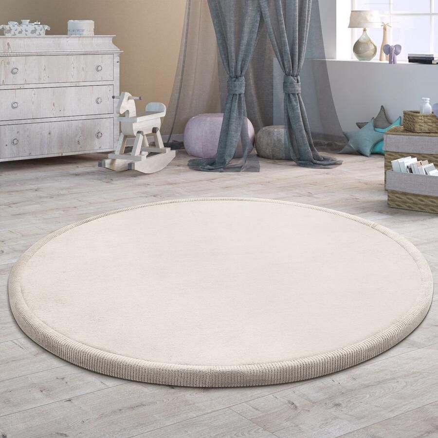 Paco Home Tapijt Rond Voor Kinderen Vloerkleed Kinderkamer Zacht Antislip Modern 160 cm Rund