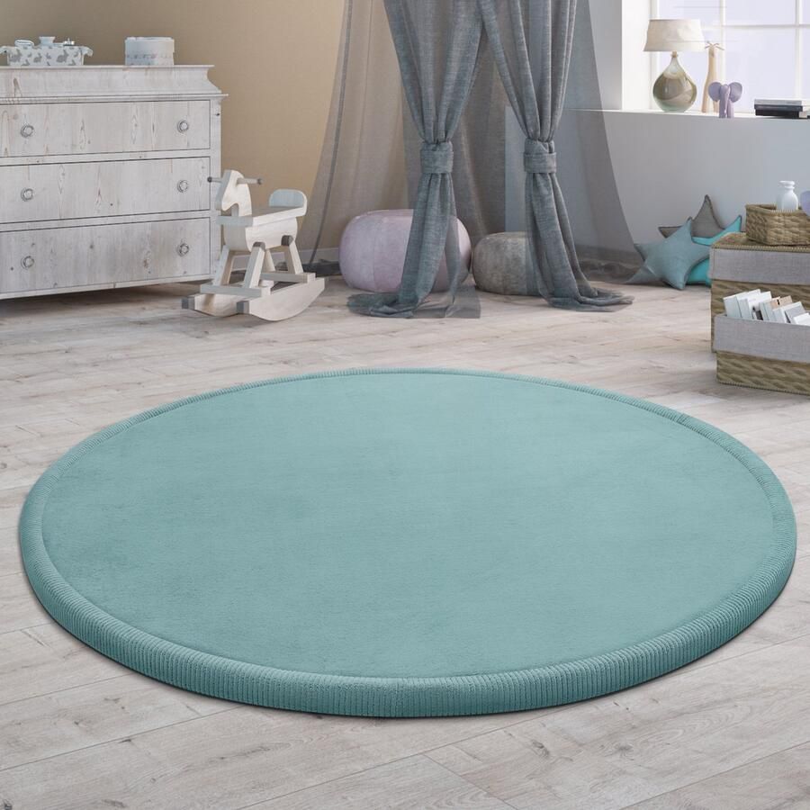 Paco Home Tapijt Rond Voor Kinderen Vloerkleed Kinderkamer Zacht Antislip Modern 160 cm Rund