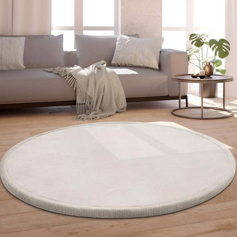 Paco Home Tapijt Rond Voor Kinderen Vloerkleed Kinderkamer Zacht Antislip Modern 80 cm Rund