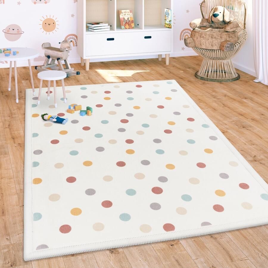 Paco Home Tapijt Voor Kinderen Vloerkleed Kinderkamer Antislip Regenboog Dierlijk Stippen 120x160 cm