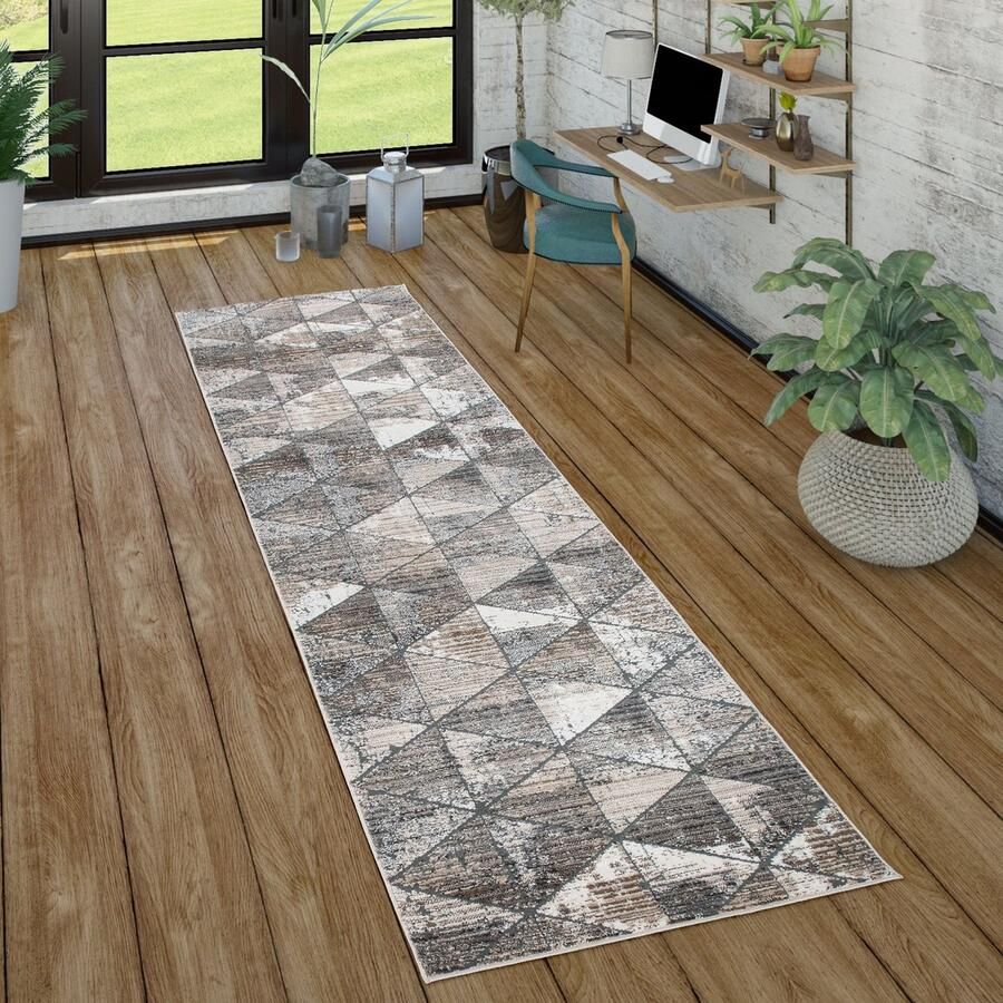 Paco Home Tapijt Woonkamer Modern Korte stapel Boho Skandi Abstract geometrisch patroon 80x300 cm